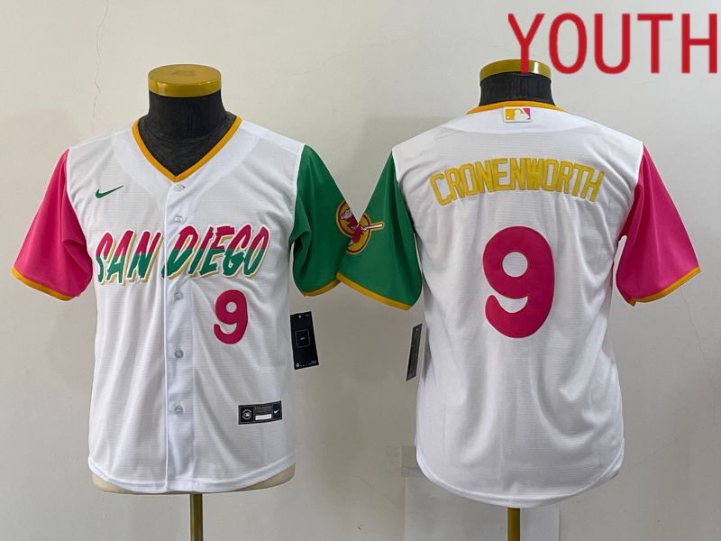 Youth San Diego Padres #9 Cronenworth White City Edition Nike 2022 MLB Jerseys